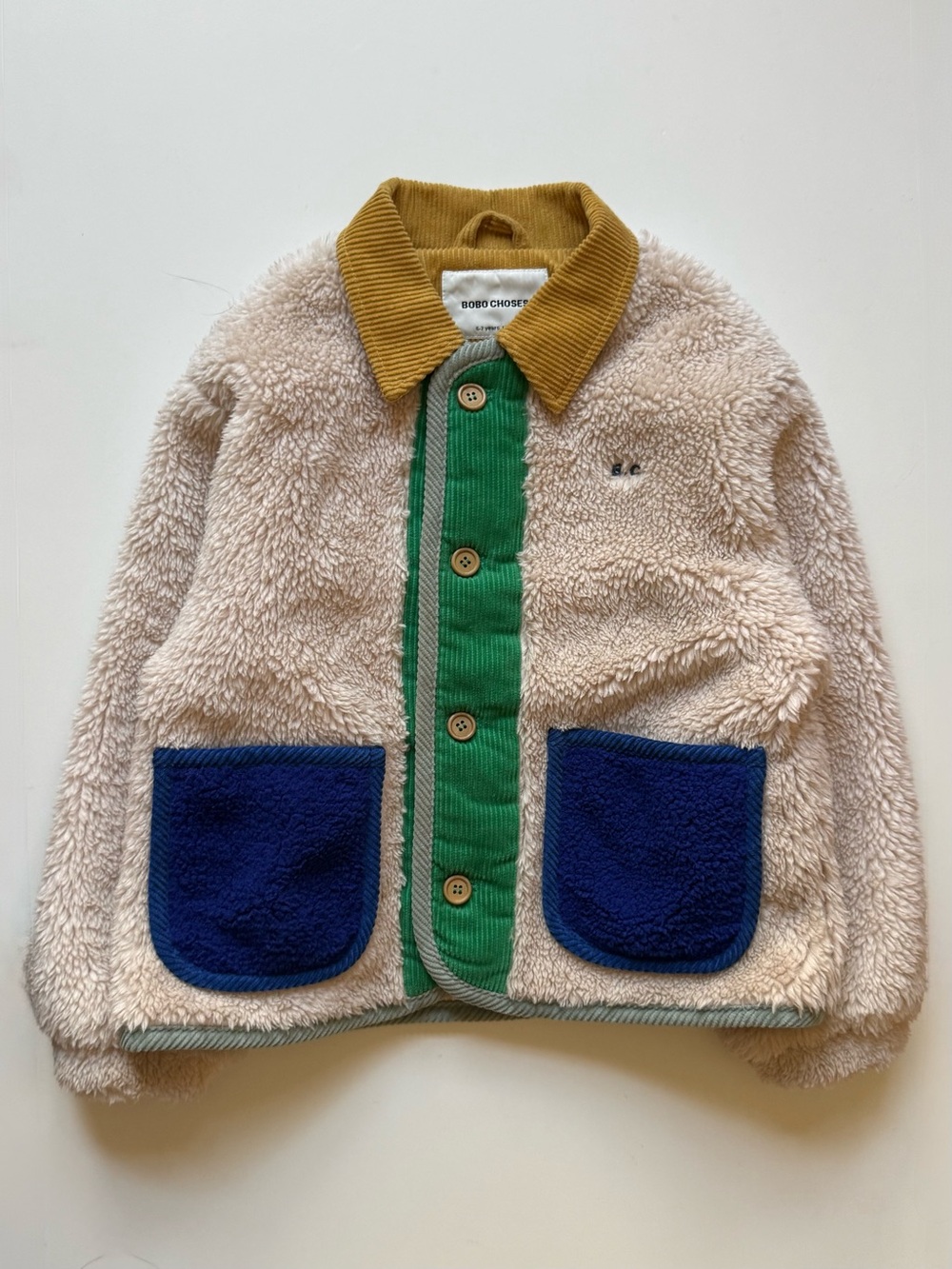 Bobo Choses Kids Unisex Color Block Sheepskin Jacket - Size 6-7Y